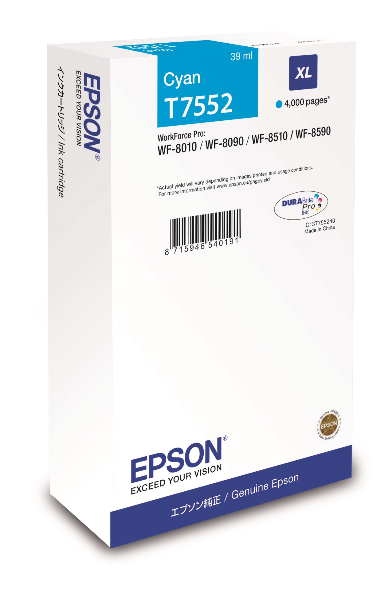 Epson Cartridge Cyan XL C13T755240