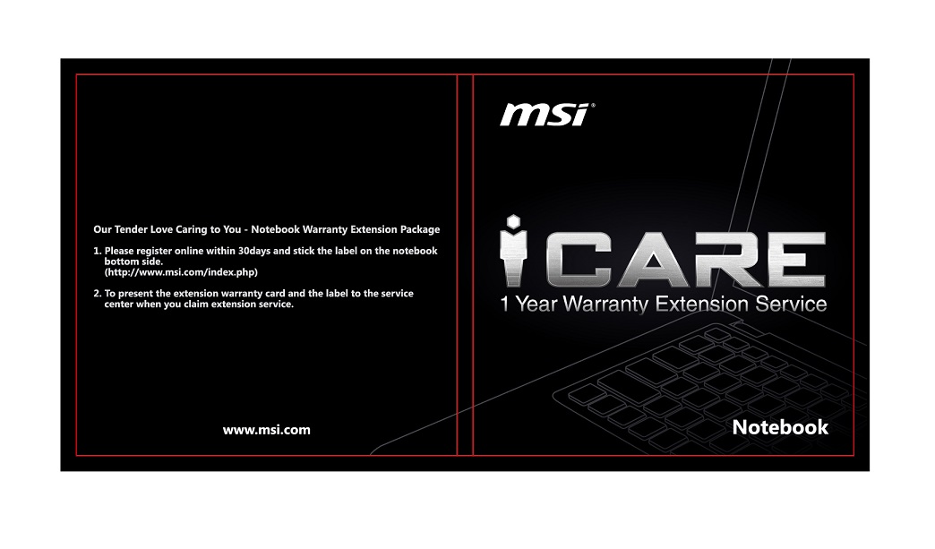 MSI 1Y WARRANTY EXTENSION FOR Notebook